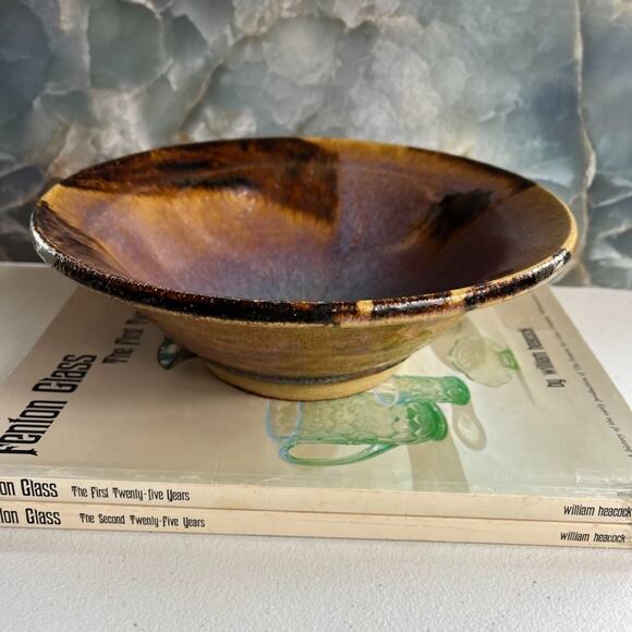 Studio Art Bowl 9" Stoneware Multicolor Dipped Bowl With Felt Bottom - Picture 2 of 12